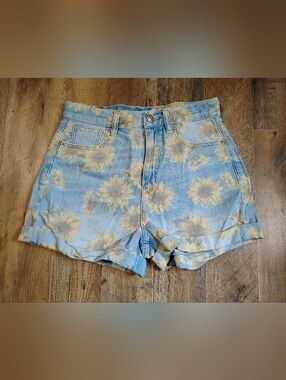 American Eagle Mom Shorts Sunflower Print Denim Shorts Women's Size: 0